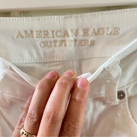 American Eagle Outfitters Women White Jeans Pants 2 Mid Rise Straight Leg Casual - Picture 6 of 16